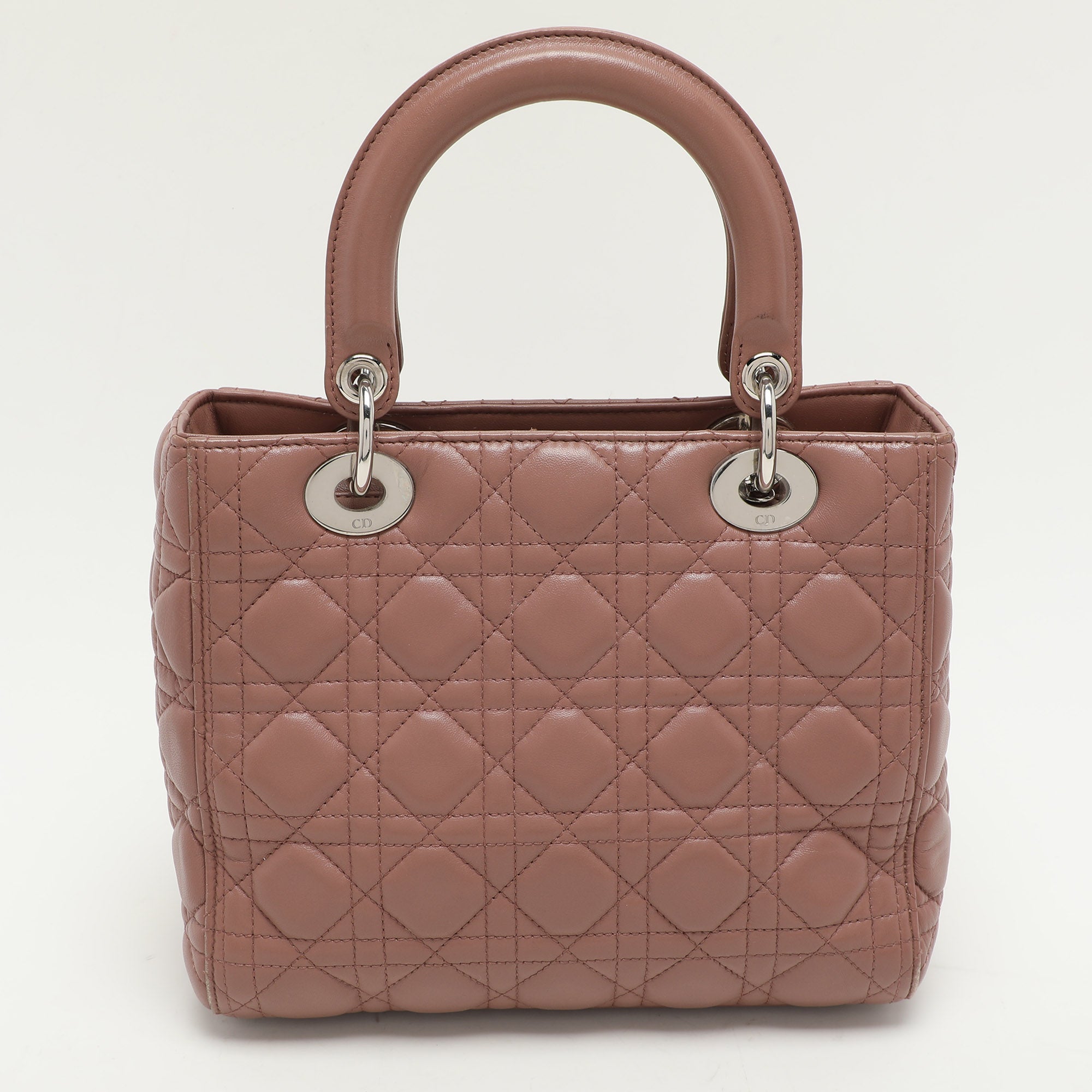 Dior Beige Cannage  Leather Medium Lady Dior Tote