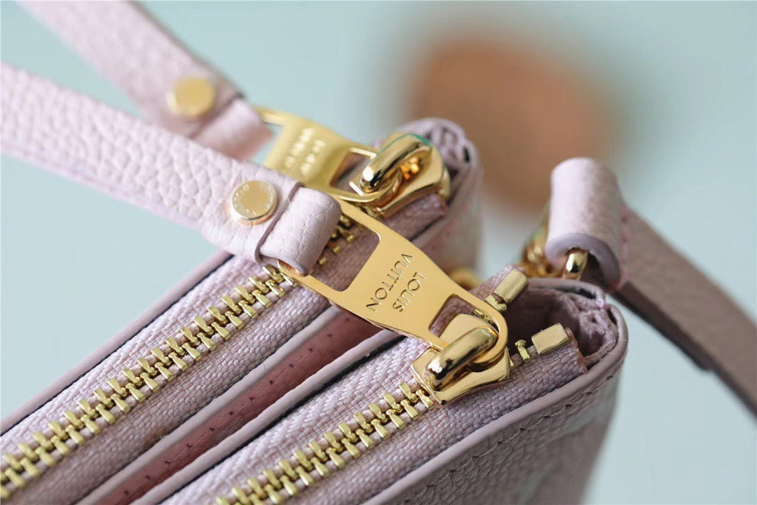 Louis Vuitton Double Zip Pochette Monogram Empreinte Candy Pink For Women,  Shoulder And Crossbody Bags 20cm/7.9in Louis Vuitton M81429