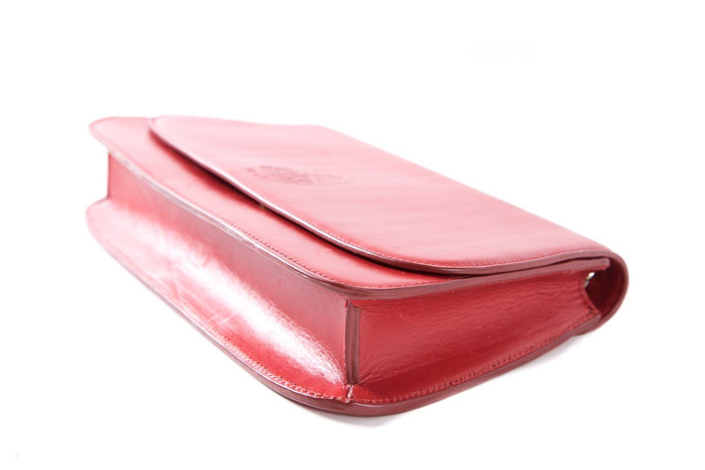 Mark Cross Red Leather Clutch with Shoulder Chain