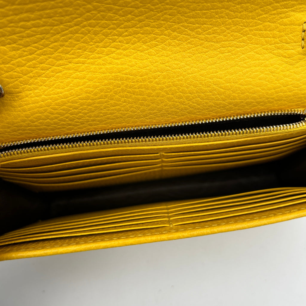 Gucci Interlocking Yellow Leather Clutch Bag