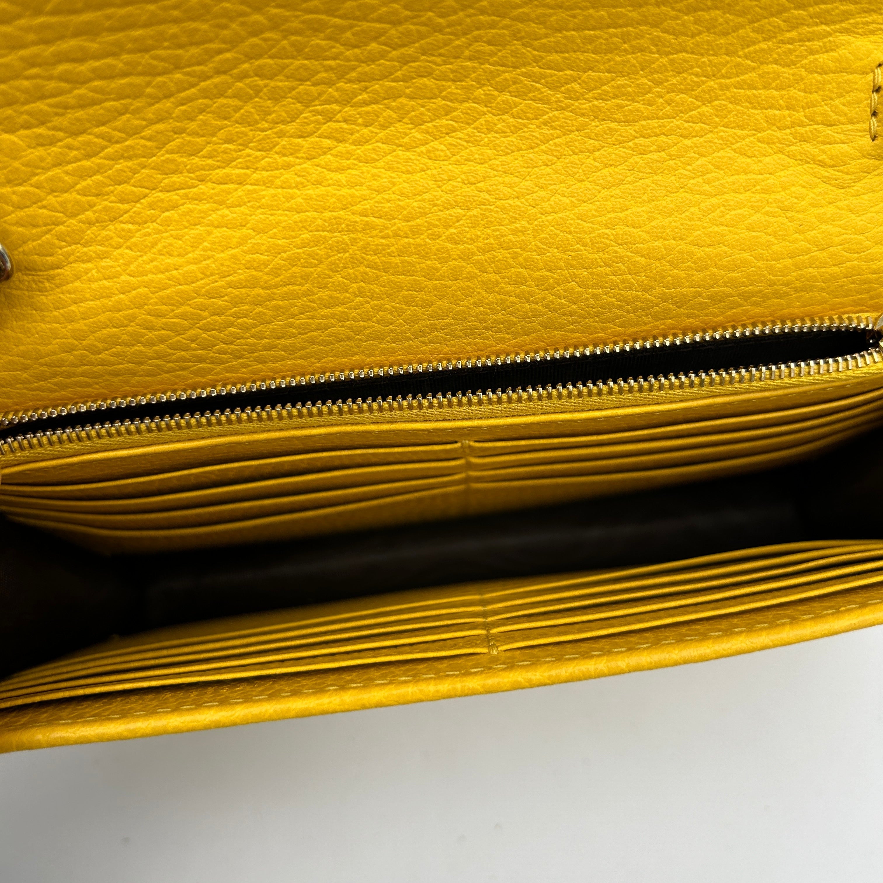 Gucci Interlocking Yellow Leather Clutch Bag