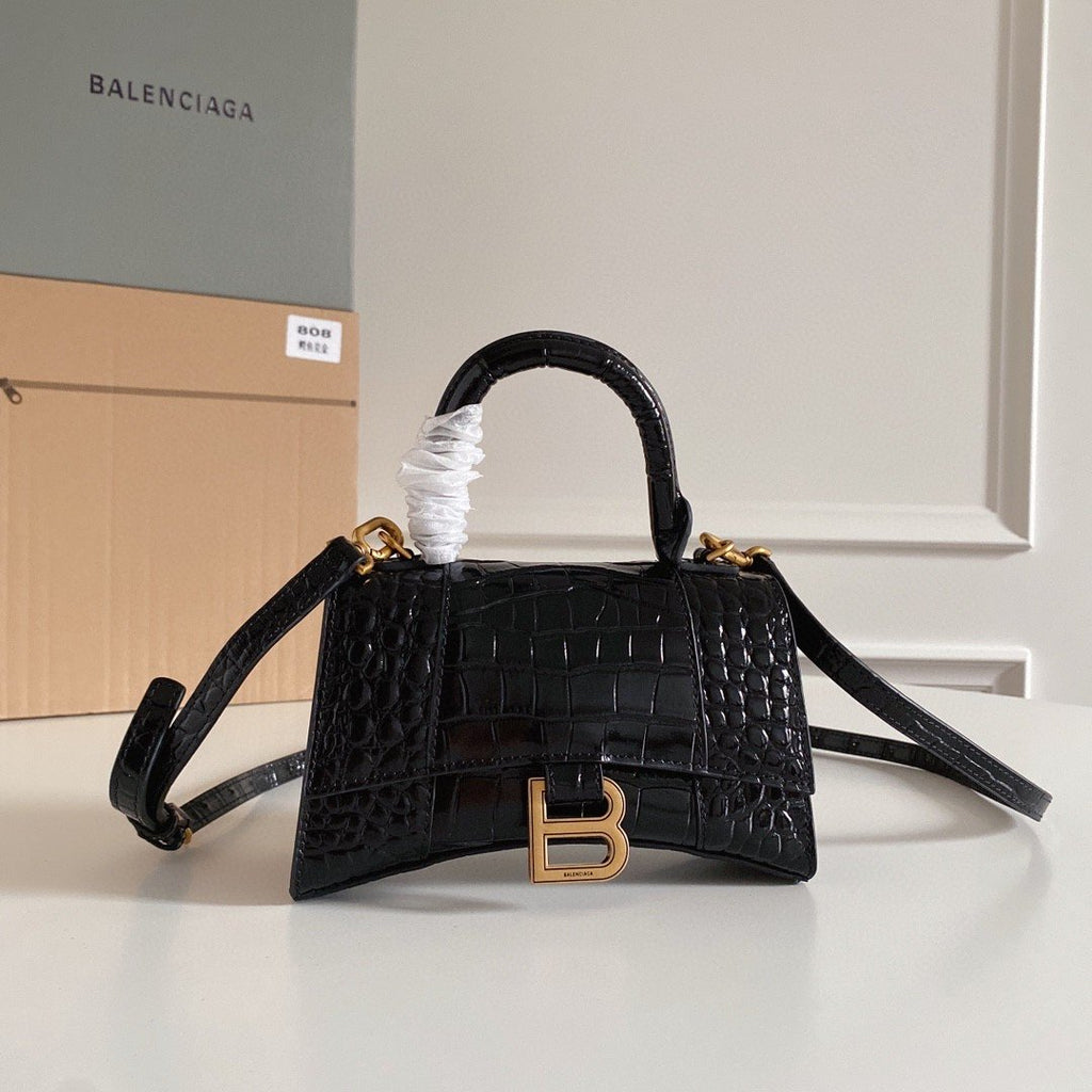 Balenciaga Hourglass XS Handbag In Black, For Women, WomenÃ¢ÂÂs Bags 7.4in/19cm