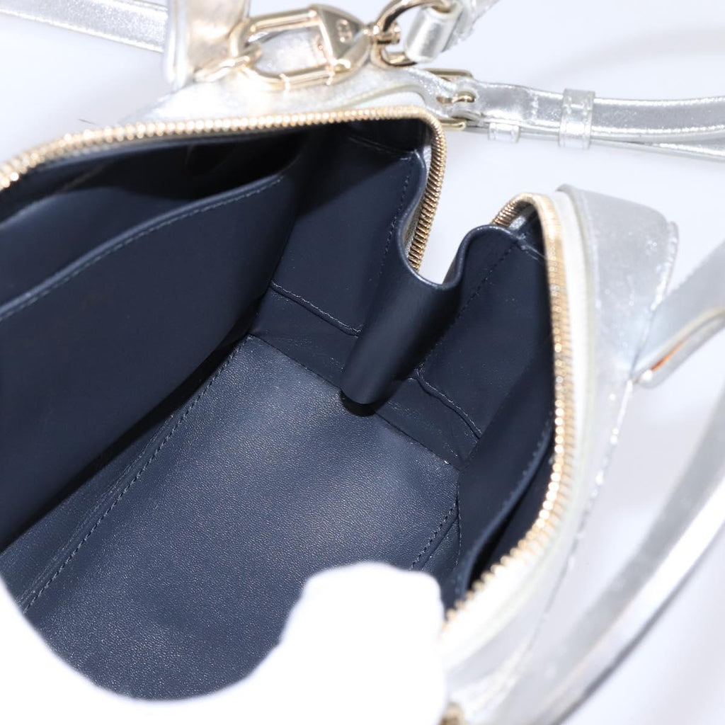 Christian Dior Lady Cannage Matelassé Silver Leather Bag (Pre-Owned)