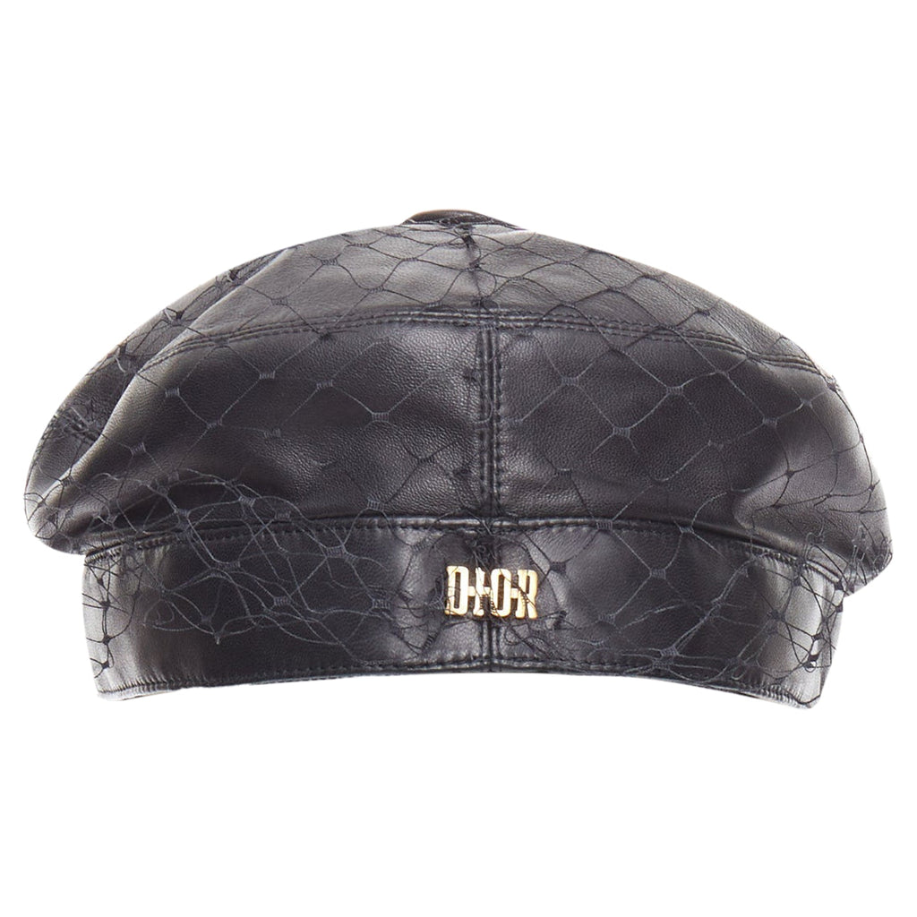 Dior Arty soft leather mesh veil CD bee lined newsboy hat