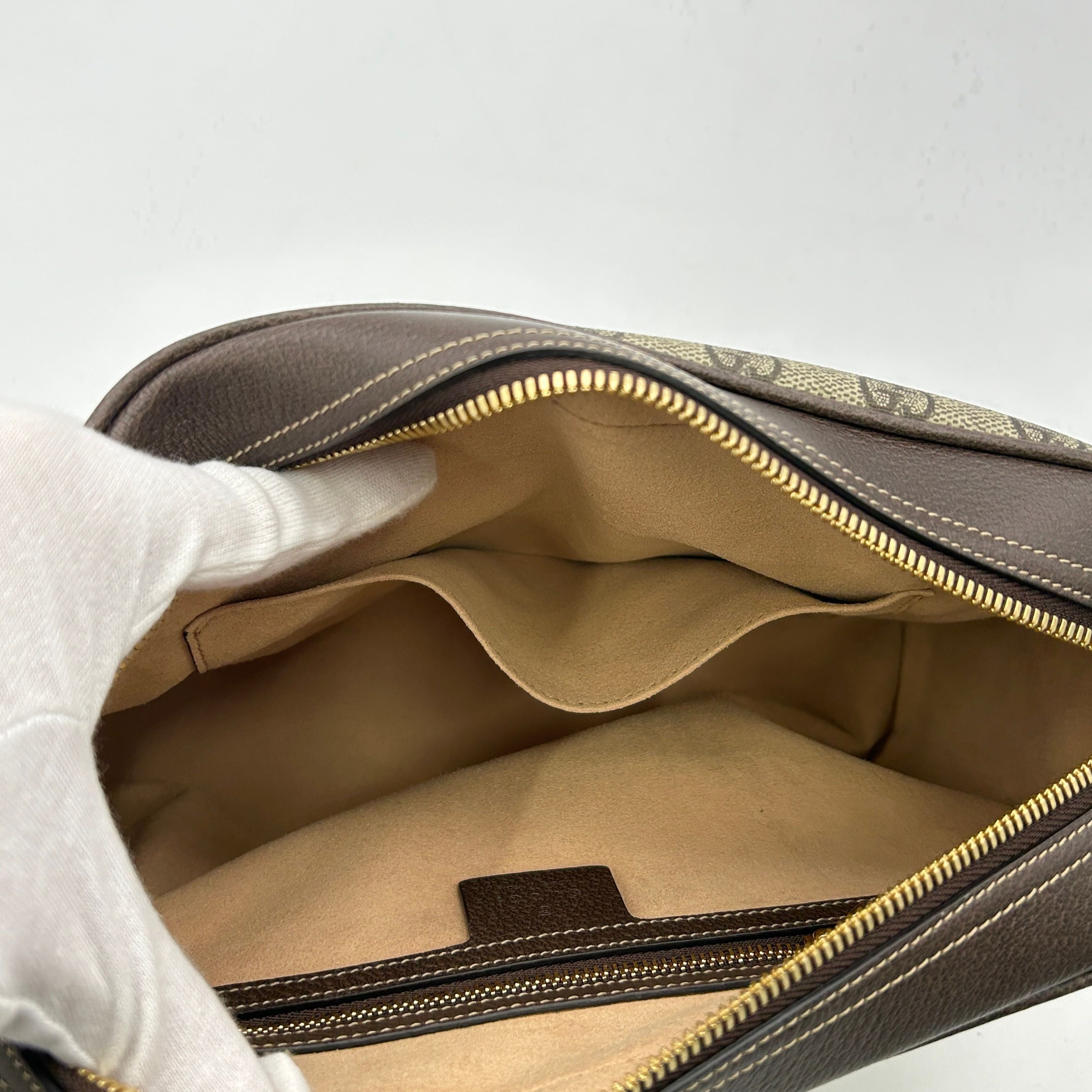 GUCCI GG Supreme Monogram Web Small Ophidia Shoulder Bag Brown 2101218346466