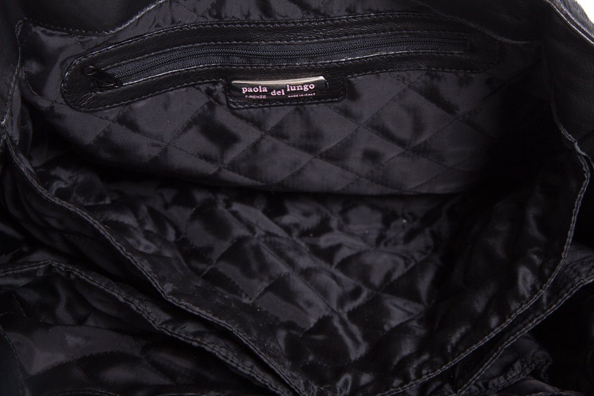 Paola Del Lungo Black Pony Hair & Leather Shoulder Bag