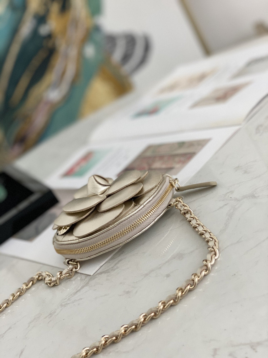Chanel Camellia Clutch With Chain Gold Bag For Women 11cm/4in