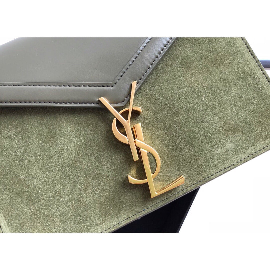 YSSL Cassandra Medium Chain Bag In Box And Velvet Green For Women 8in/22cm YSL