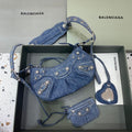 Le Cagole XS Shoulder Bag In Blue Washed, For Women,  Bags 10.2in/26cm