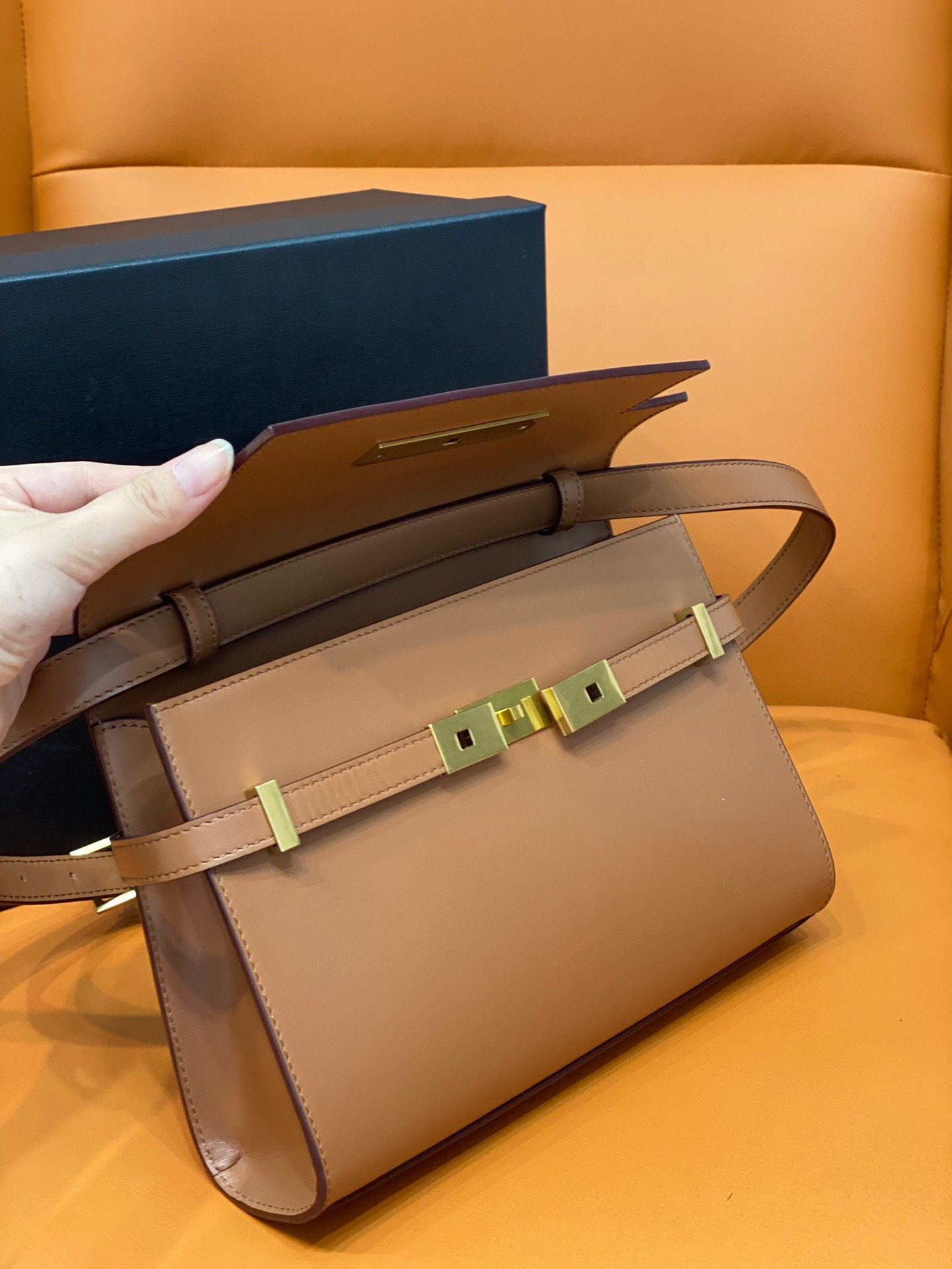 Manhattan Small Shoulder Bag Brown For Women 9.4in/24cm YSL 6756260SXPW6362