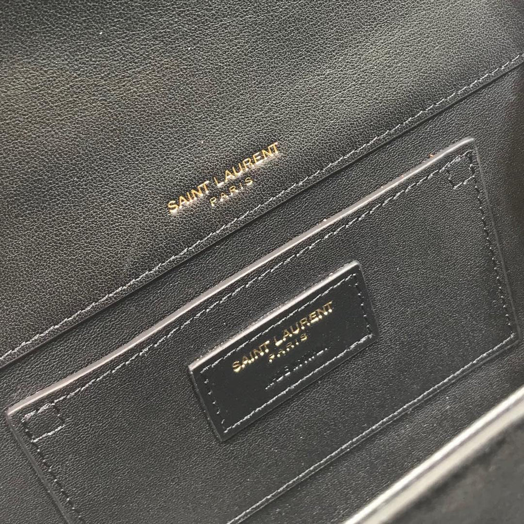 Top Quality Kate Small Chain Bag In Grain De Poudre Black For Women 7.8in/20cm YSL