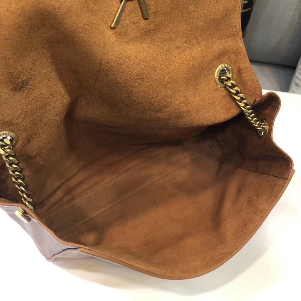 YSSL Kate Medium Chain Bag In Grain De Poudre Brown For Women 9in/24cm YSL 364021BOW0J2346