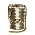 Gucci Zumi White/Gray Snakeskin Drawstring Bucket Mini Chain Bag