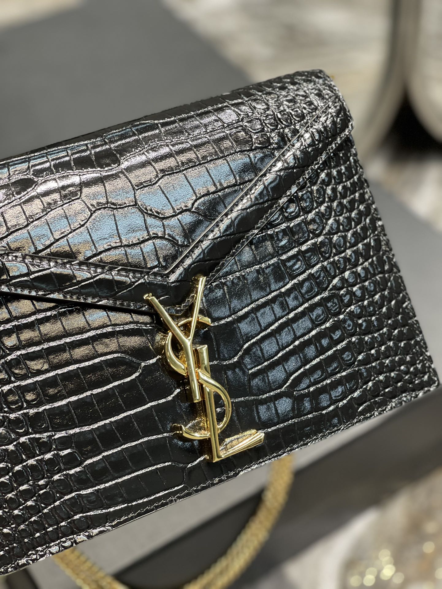 YSSL Cassandra Medium Chain Bag Black For Women 8in/22cm YSL