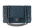 Chanel Navy Blue Caviar Jumbo Classic w/ SiLouis Vuittoner Hardware