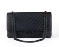 Chanel So Black Chevron Quilted Medium Classic w/ Black Hardware
