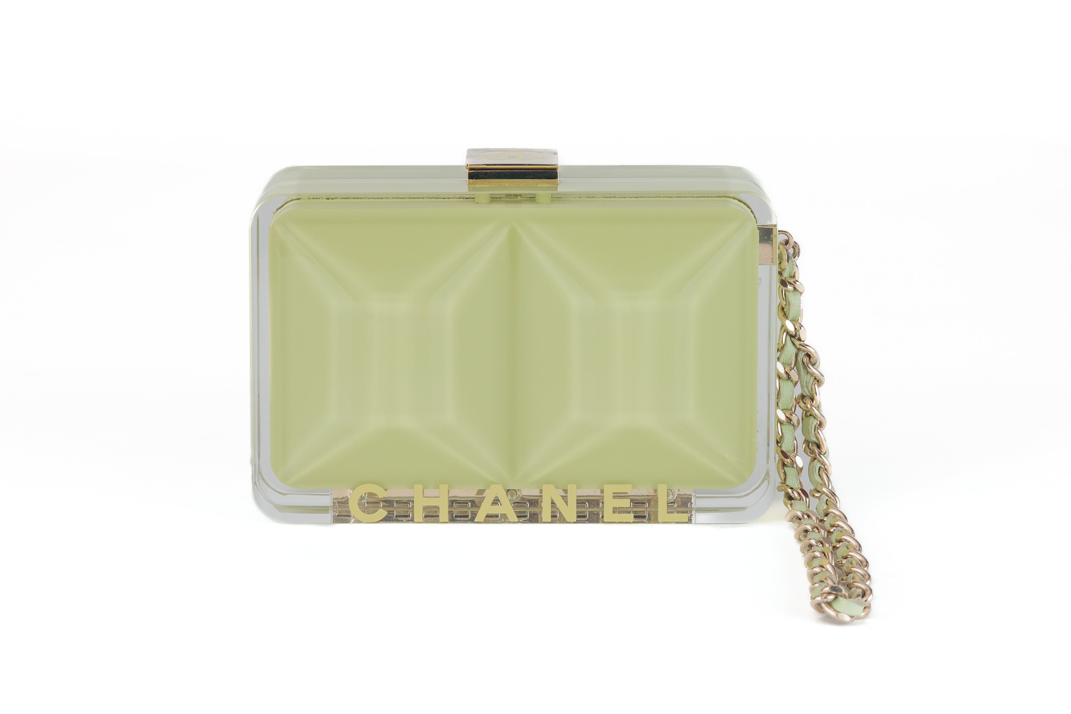 Chanel Mint Green Resin Vintage Mini Clutch Runway 1984