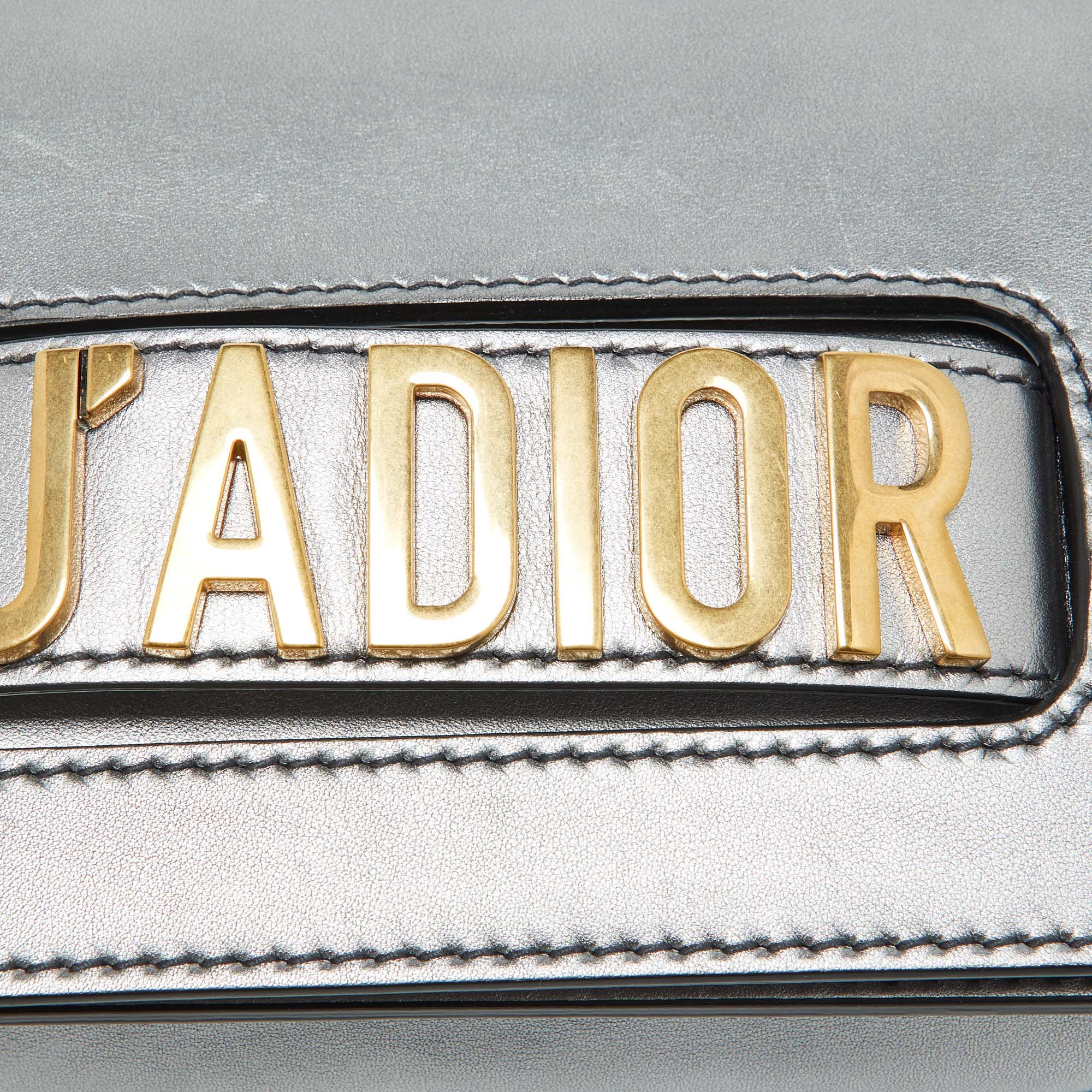 Dior Silver Leather Miss J'adior Chain Flap Bag