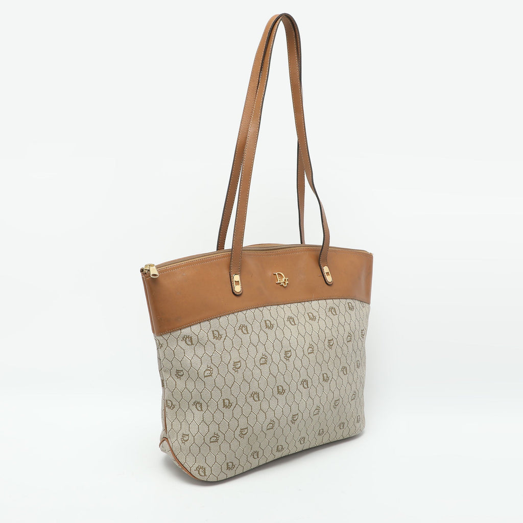 Dior Beige/br Honeycomb Coated Canvas And Leather 1:1 Rep Tote