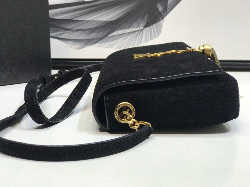 YSSL Kate Tassel Small Shoulder Bag Black For Women 10in/26cm YSL 6042760UD7W1011