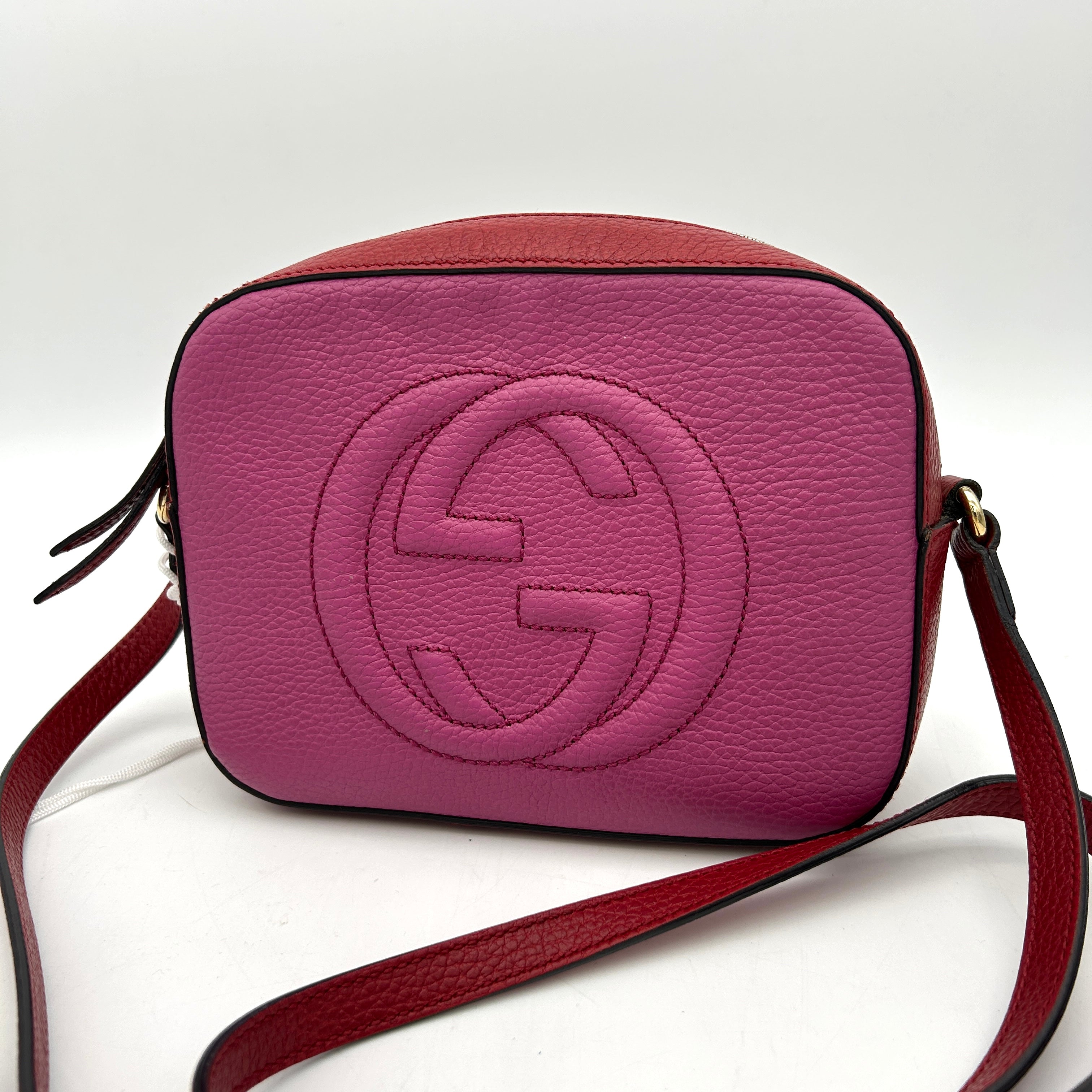 Gucci Soho Small Shoulder Bag in pink and red leather LA12338