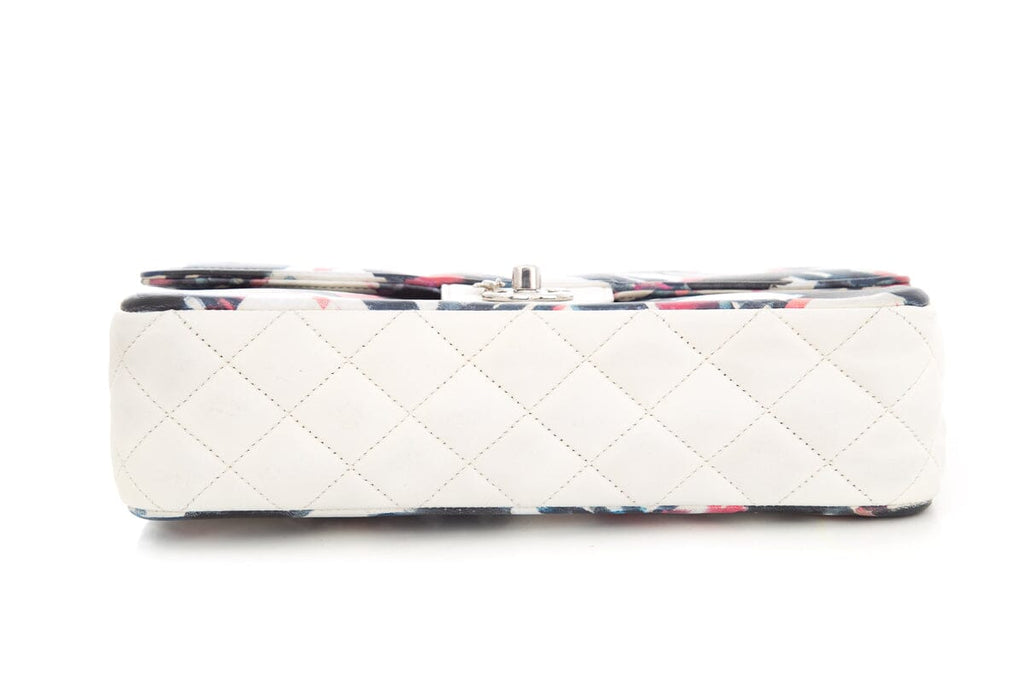 Chanel 2016 Blue and White Painted Print Lambskin Airline Classic Double Flap