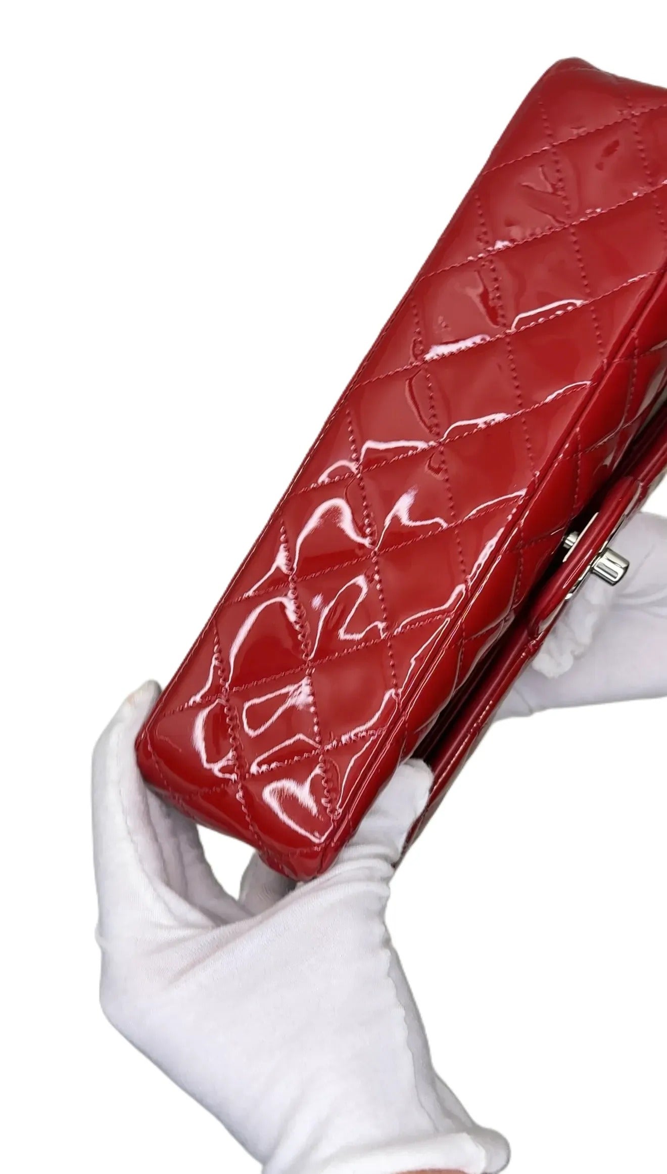 Chanel Patent Classic Jumbo Double Flap Bag - Red B3-33