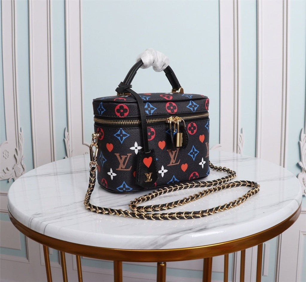 Louis Vuitton Vanity PM Bag Game On Monogram Canvas Black By Nicolas Ghesquiere For Women, WomenÃƒÂ¢Ã¢â€šÂ¬Ã¢â€žÂ¢s Handbags, Shoulder And Crossbody 7.5in/19cm Louis Vuitton M57482