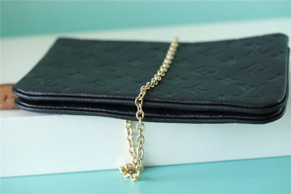Louis Vuitton Double Zip Pochette Monogram Empreinte Black For Women,  Shoulder and Crossbody Bags 7.9in/20cm Louis Vuitton M68568