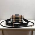 Burberry Small Bridle House Check And Buckle Crossbody Black For Women, Bags 7.8in/20cm
