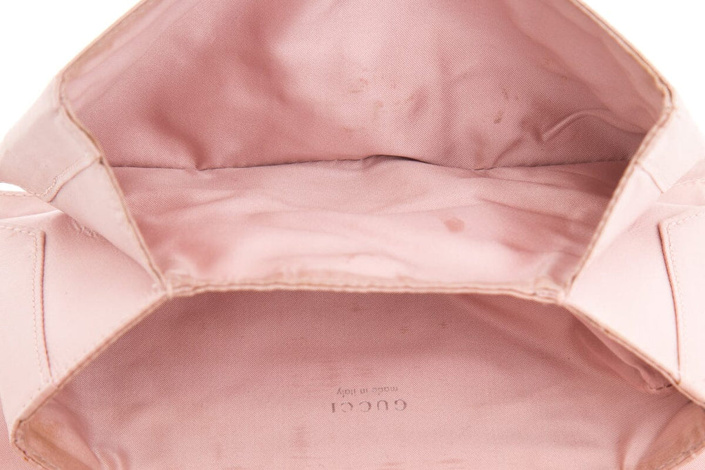 Gucci Vintage Pink Satin and Rhinestone Clutch