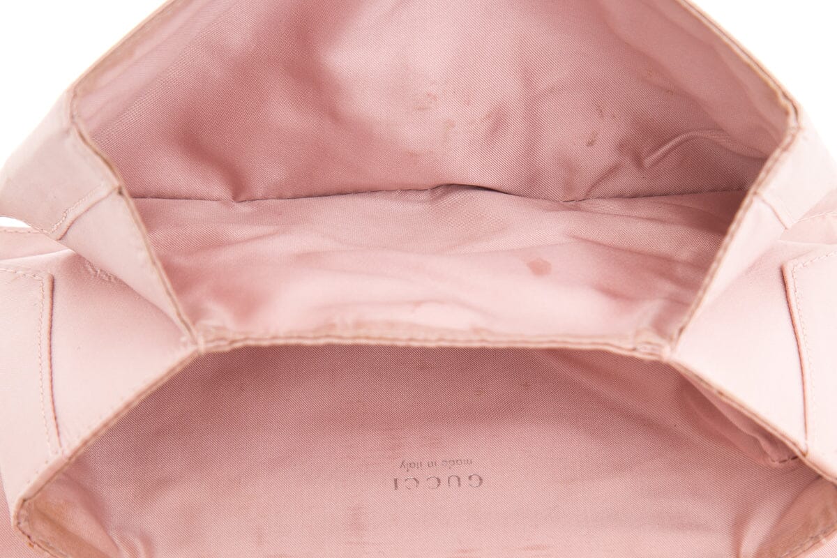 Gucci Vintage Pink Satin and Rhinestone Clutch