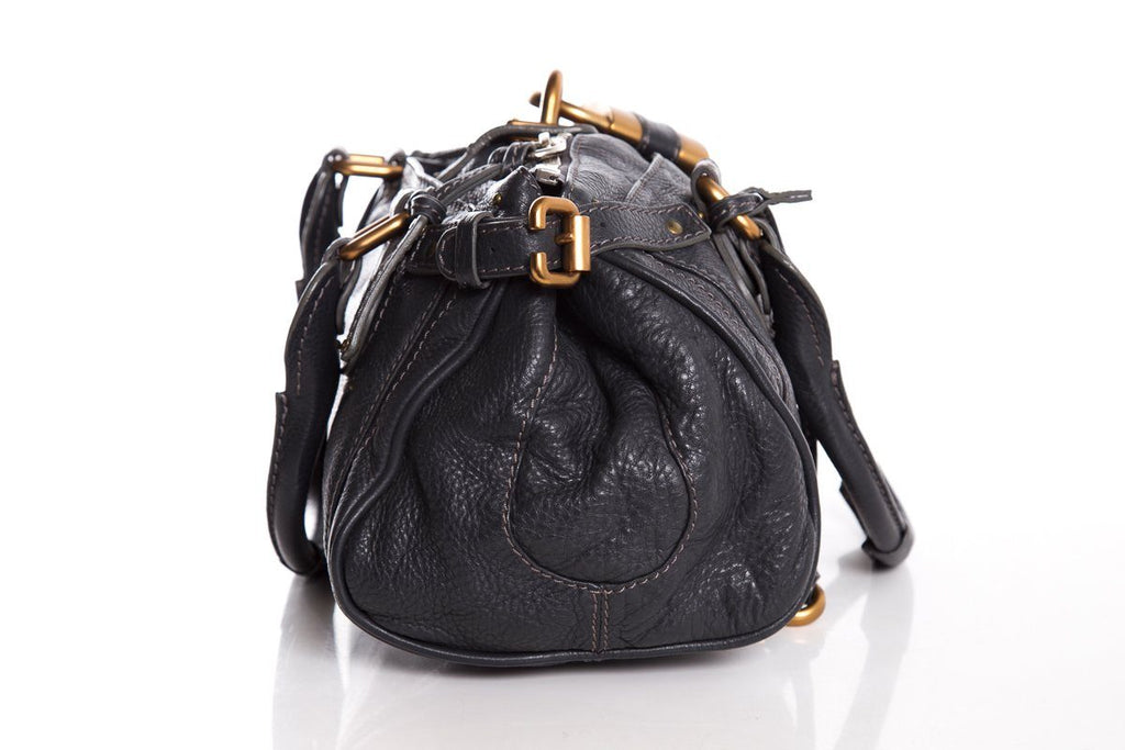 Chaneloé Midnight Navy Leather Pad-Lock Large Shoulder Bag