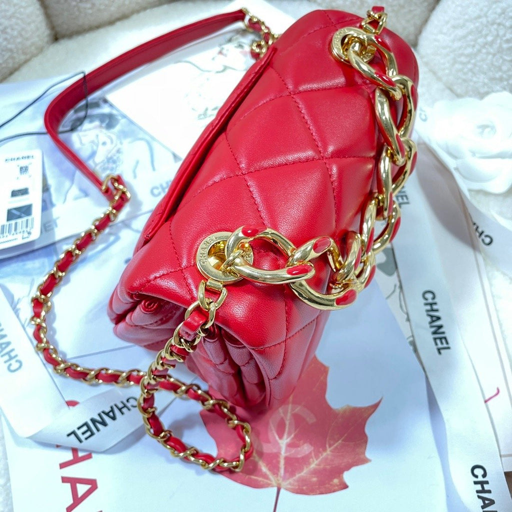 ChanelMini GlamIap Bag Gold Hardware Red For Women Handbags, Shoulder Bags 6.7in/17cm AS3365