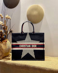 Large Book Tote Blue Three-Tone Embroidery, Blue, For Women Women Handbags, Shoulder Bags, 42cm CD M1286ZRSE_M928