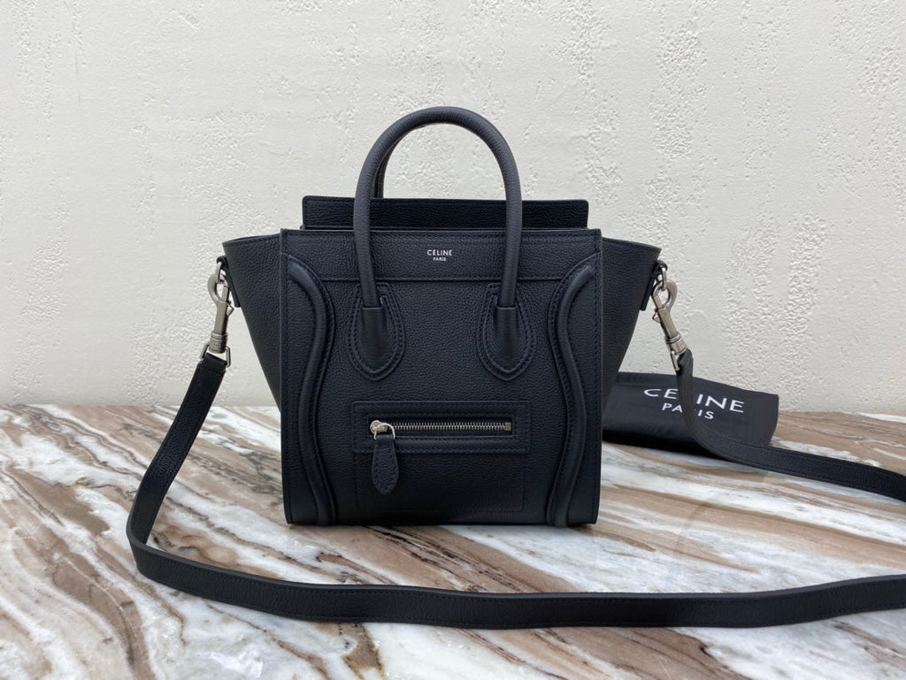 Top Quality Nano LuGucciage Bag In Drummed Black For WomLB 8in/20cm 189243DRU.38NO