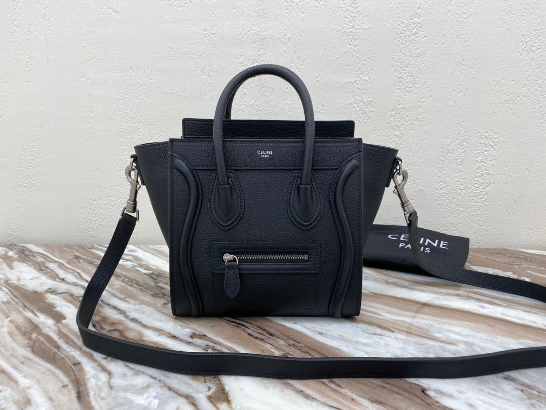 Top Quality Nano LuGucciage Bag In Drummed Black For WomLB 8in/20cm 189243DRU.38NO