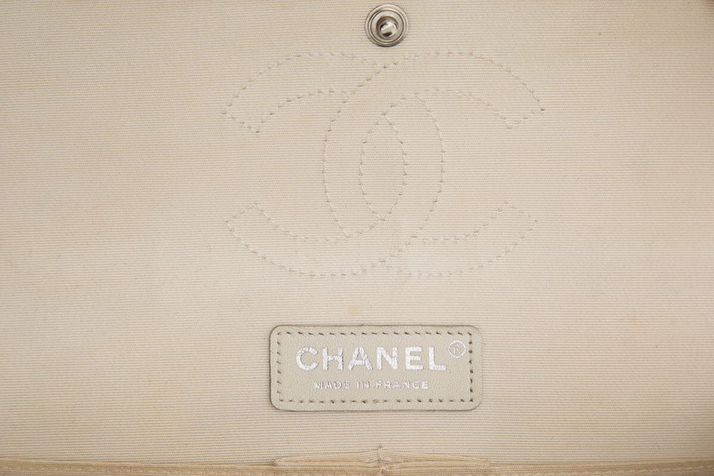 Chanel 2016 Blue and White Painted Print Lambskin Airline Classic Double Flap