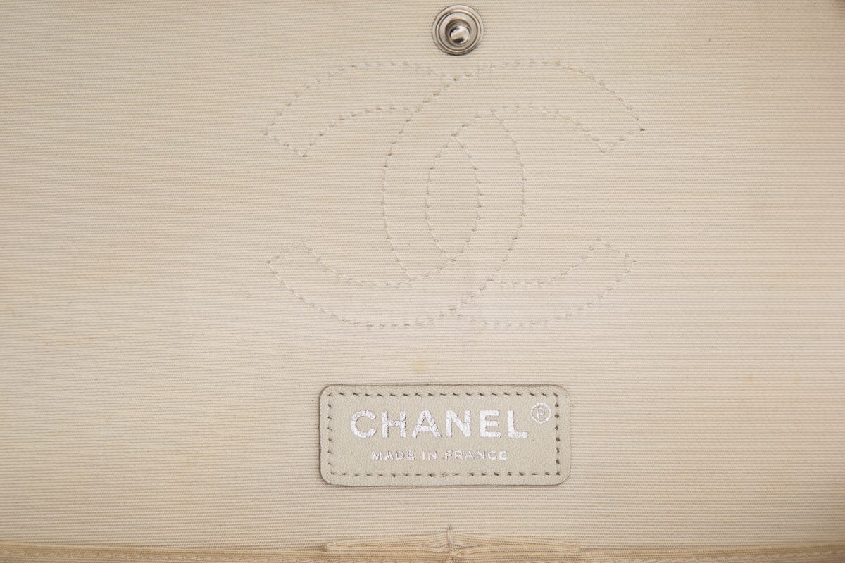 Chanel 2016 Blue and White Painted Print Lambskin Airline Classic Double Flap
