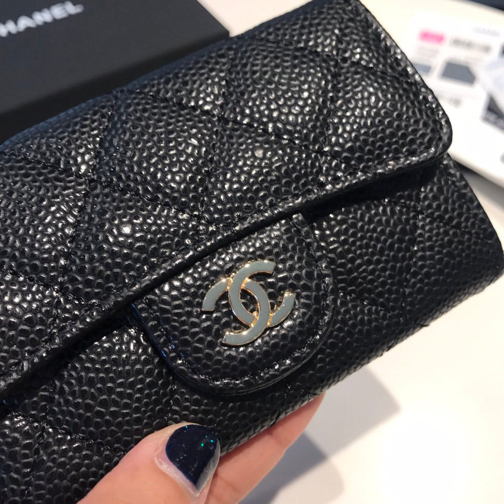 Chanel Classic Card Holder Gold Toned Hardware Black For Women Wallet 4.5in/11.5cm