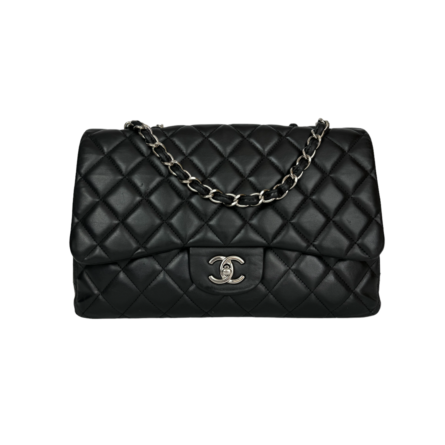 Chanel Classic Single Flap Jumbo Black Lambskin SiLouis Vuittoner