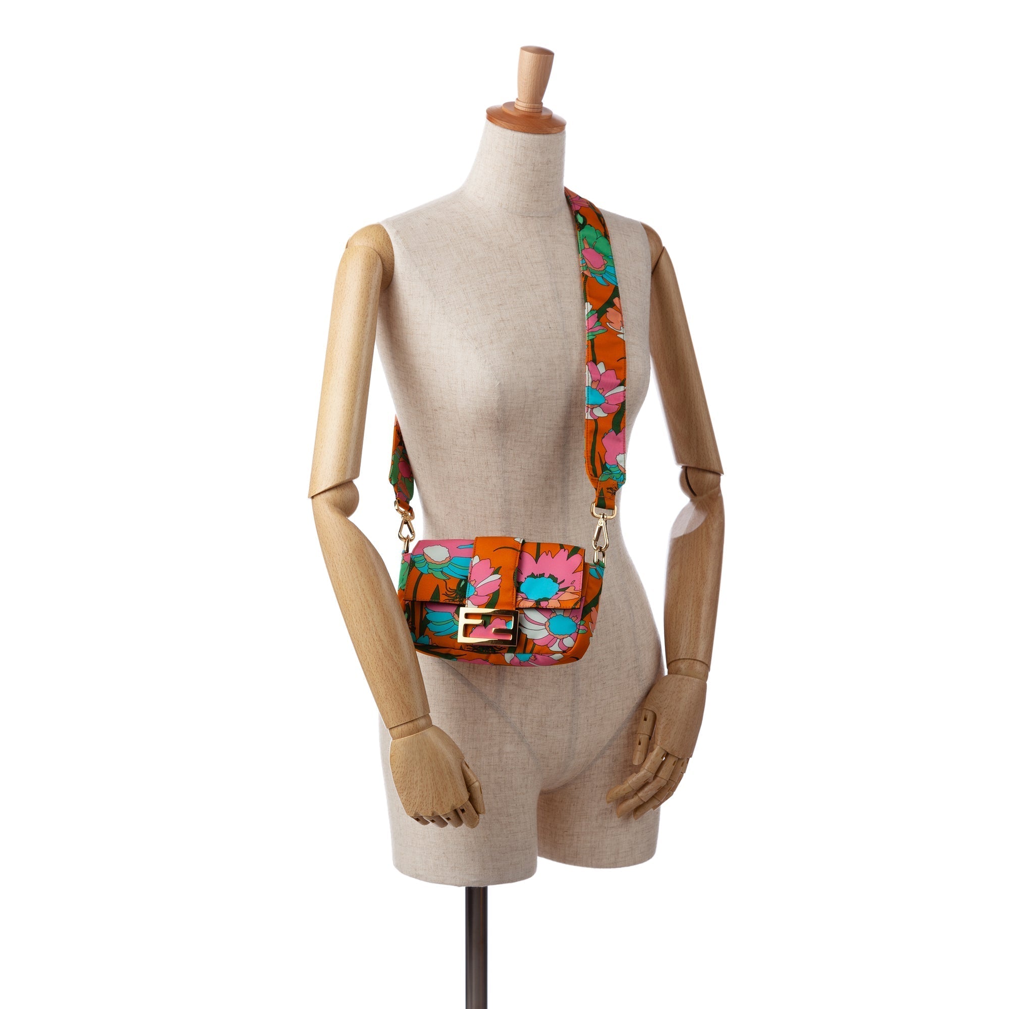 Baguette Crossbody Bag Multicolor Floral Nylon