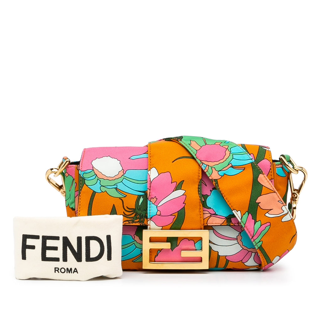 Baguette Crossbody Bag Multicolor Floral Nylon