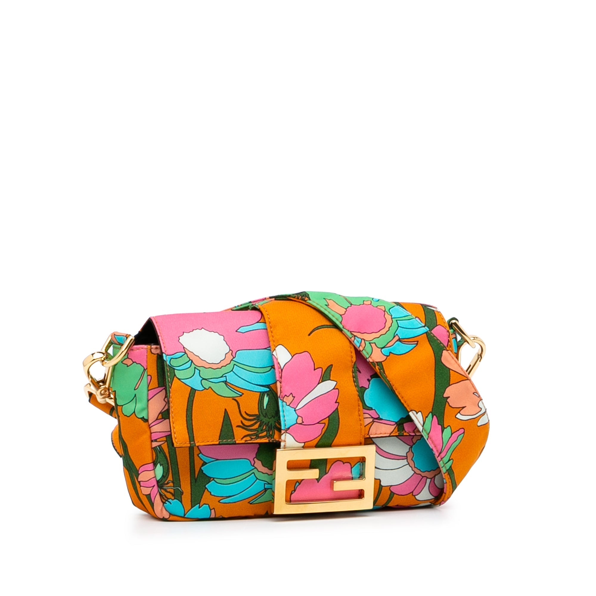 Baguette Crossbody Bag Multicolor Floral Nylon