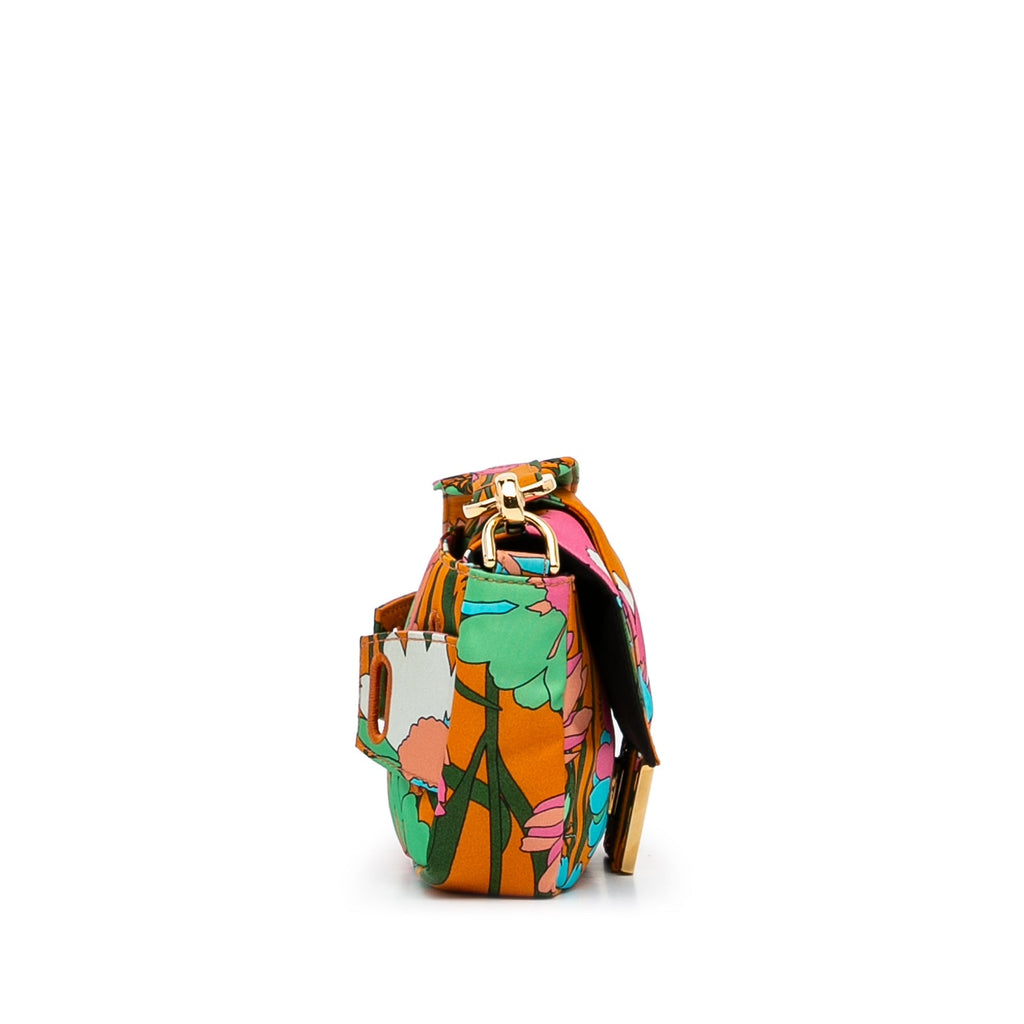 Baguette Crossbody Bag Multicolor Floral Nylon