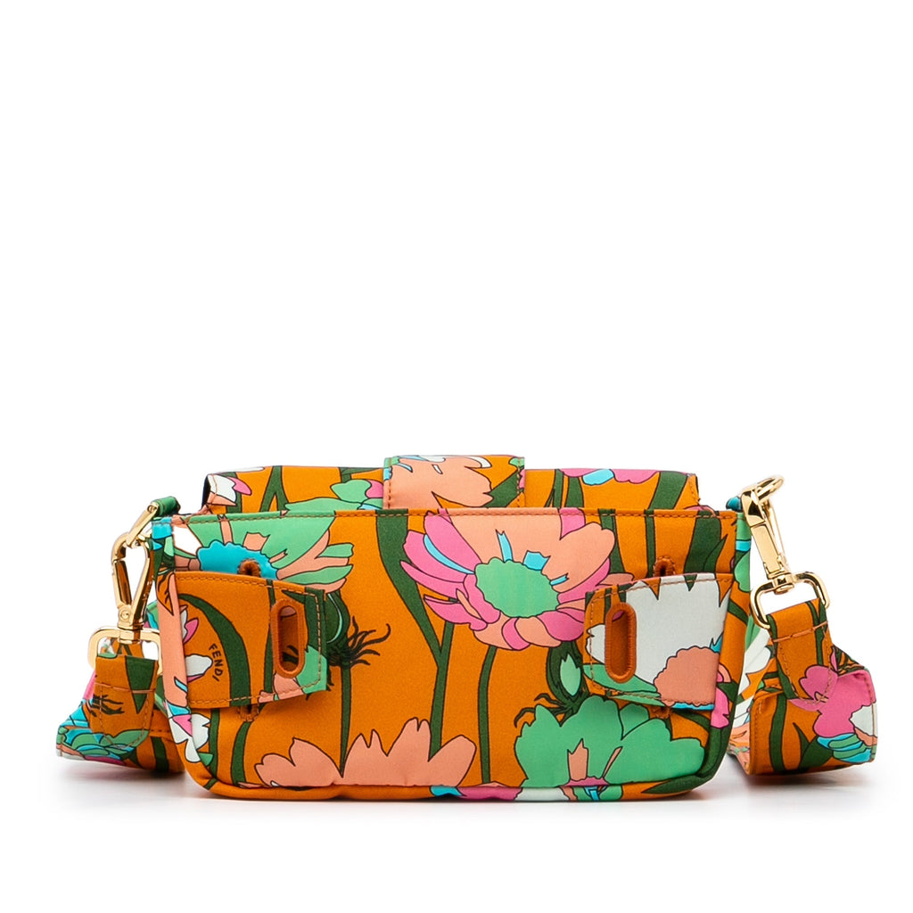 Baguette Crossbody Bag Multicolor Floral Nylon