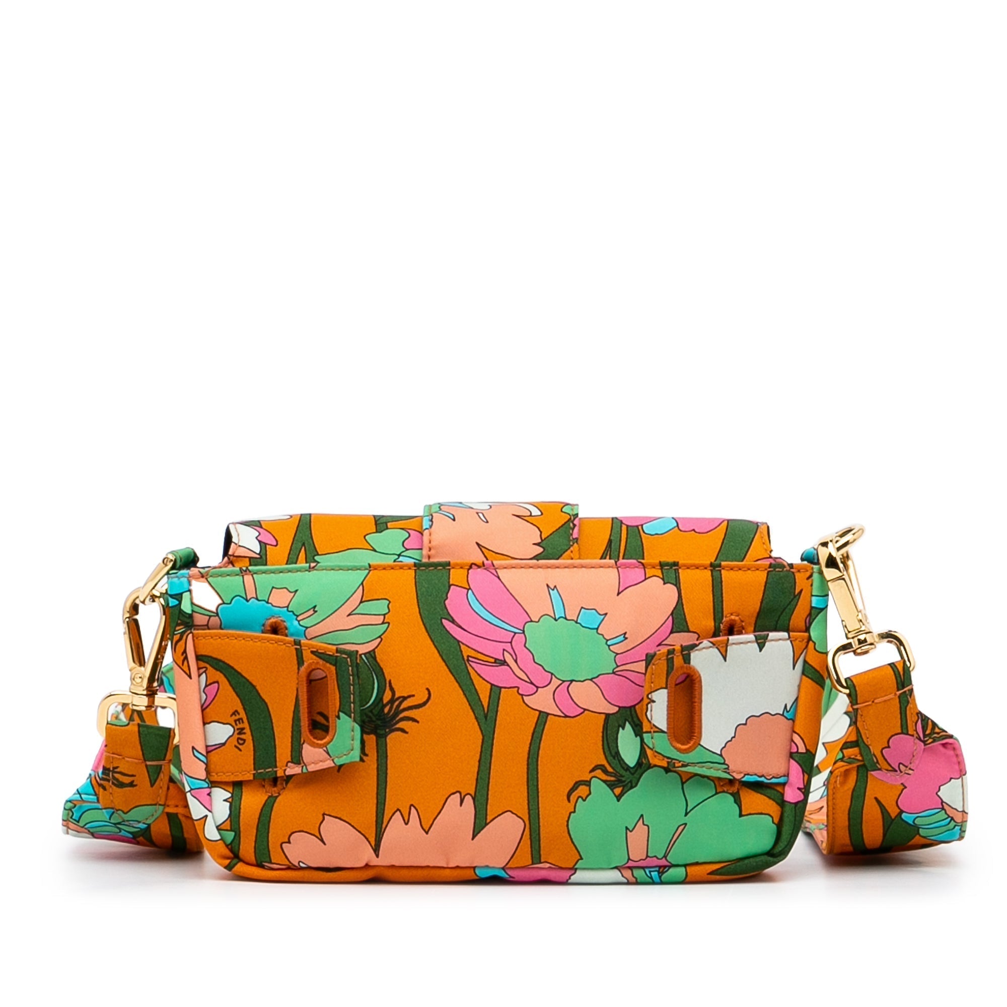 Baguette Crossbody Bag Multicolor Floral Nylon
