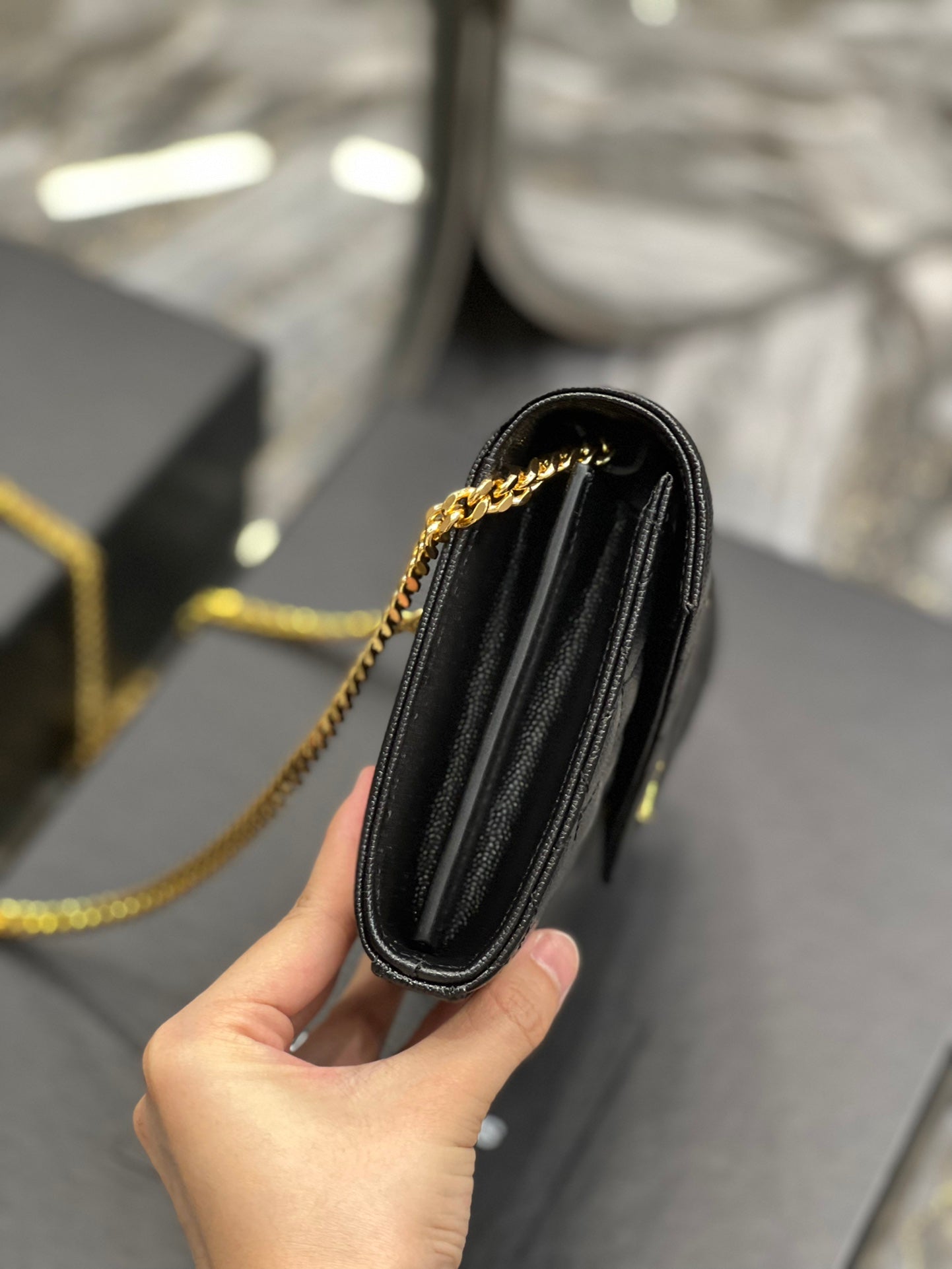 YSSL Envelope Small Chain Bag Black For Women, Women’s Bags 8in/22cm YSL