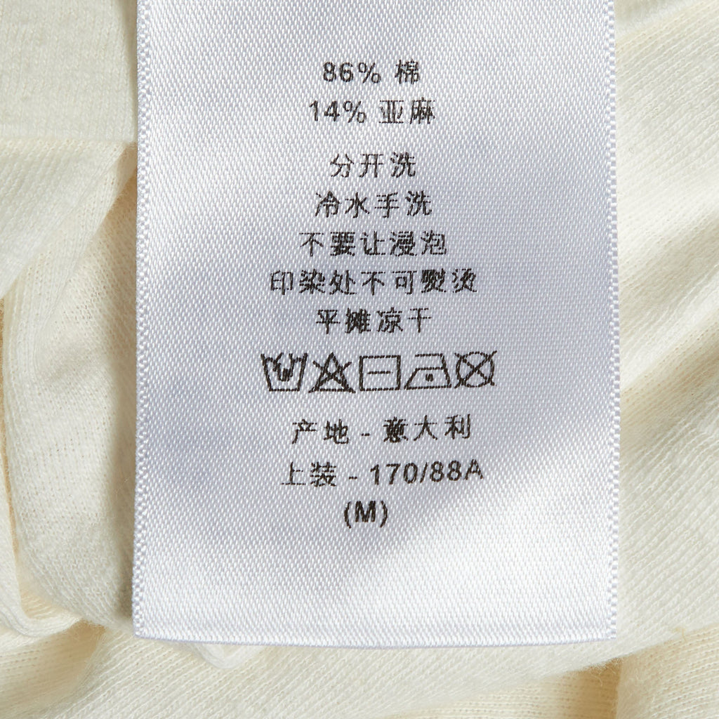 Dior Ivory Slogan Print Cotton & Linen Crew Neck T-Shirt