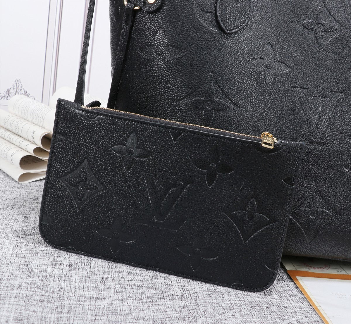 Louis Vuitton Neverfull MM Tote Bag Monogram Empreinte Black For Women, Handbags, Shoulder Bags 12.2in/31cm Louis Vuitton M45685